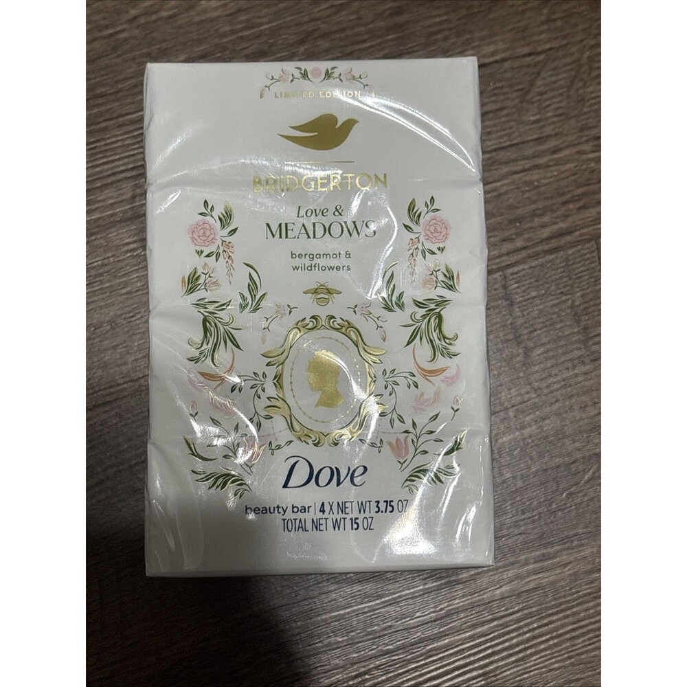 PACK OF 4 Bridgerton LOVE & MEADOWS Soap DOVE BEAUTY BARS Bergamot & Wildflowers